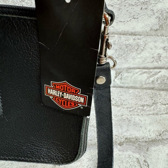 Harley Davidson black‎ leather handbag purse NWT embossed logo small - Picture 7 of 8